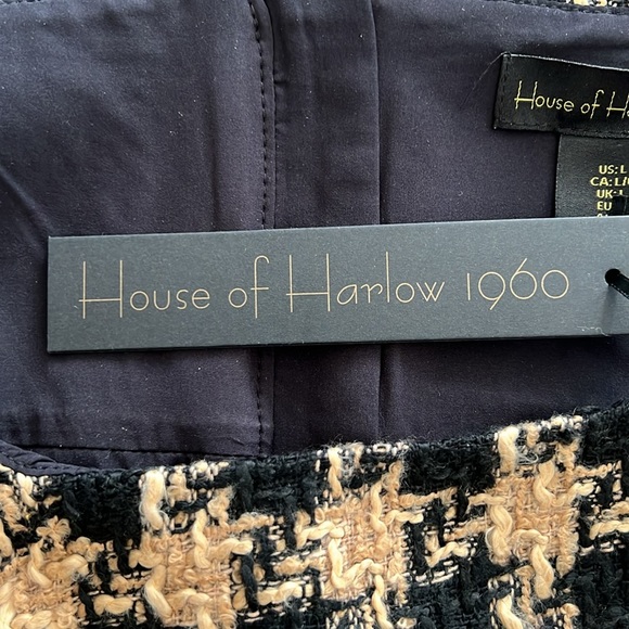 NWT House of Harlow Black & Tan Tweed Women’s Crop Top Sz L - Picture 5 of 7